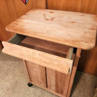 Lot #145 Solid Wood Rolling Kitchen Cabinet/Chopping Board