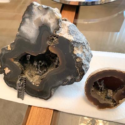 TWO Geode w/ Miners Shadowbox Scenes