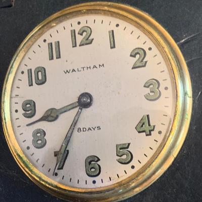 Large 3” Waltham Pocket Watch In Leather Case