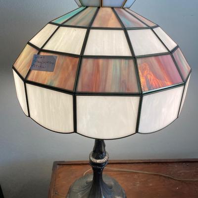 Pink and white Tiffany style lamp
