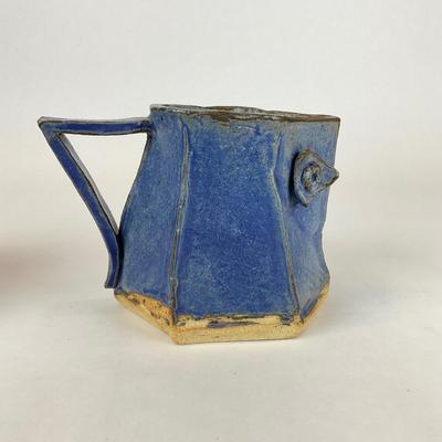 Sale Photo Thumbnail #697: Blue Pitcher and bowl is made by Elizabeth Franceschini
Measurements: 
Pitcher is 5” in height, 7” in length
