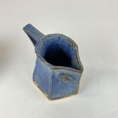Sale Photo Thumbnail #698: Blue Pitcher and bowl is made by Elizabeth Franceschini
Measurements: 
Pitcher is 5” in height, 7” in length