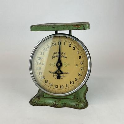 Sale Photo Thumbnail #726: Can measure 25 lbs in ounces, has pating, made of tin metal
Measurements:
8” in height, 6” in width, 8” in depth
