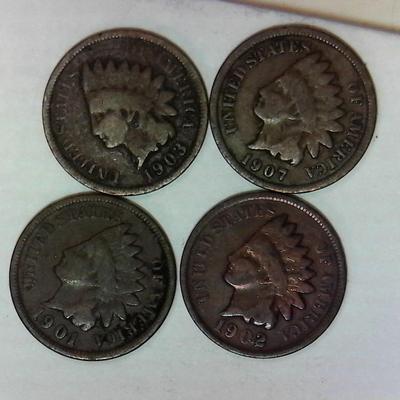 4 Indian Head Cents #1