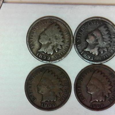 4 Indian Head Cents #2