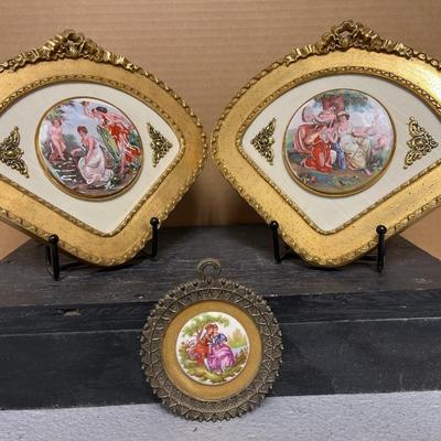 Sale Photo Thumbnail #150: Pair of Sungott porcelain cameos and Fargonard cameo wall hanging