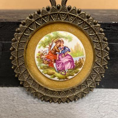 Sale Photo Thumbnail #155: Pair of Sungott porcelain cameos and Fargonard cameo wall hanging