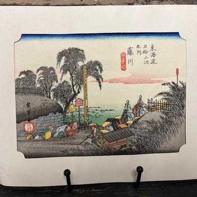 Sale Photo Thumbnail #159: Fun collection! Japanese folding screen and wood block print, and an assortment of handkerchiefs