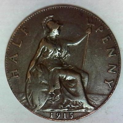 1915 Great Britain 1/2 Penny