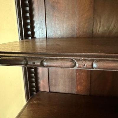 Victorian-Style Carved Wood Glass-Front Bookcase Cabinet