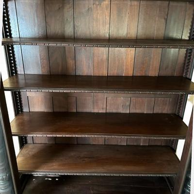 Victorian-Style Carved Wood Glass-Front Bookcase Cabinet