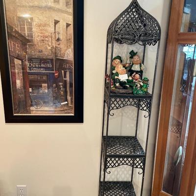 Metal shelving with French decor only