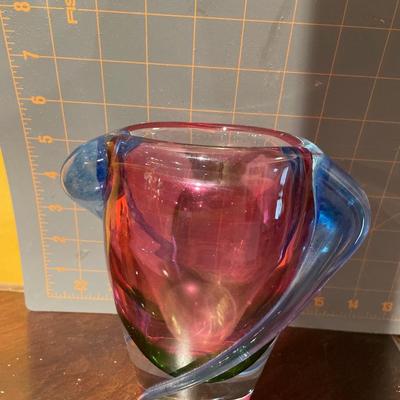 Unique, heavy glass vase