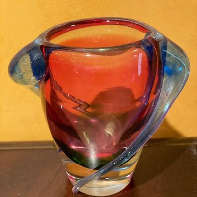 Unique, heavy glass vase