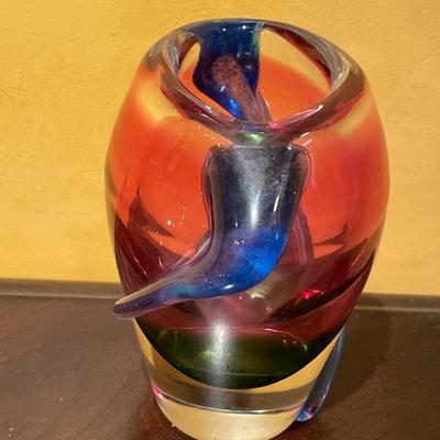 Unique, heavy glass vase