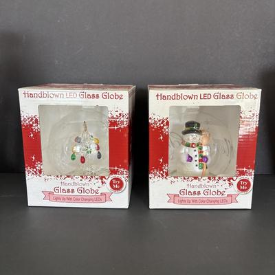 LOT 83: Vintage Ornaments, Plastic "Popcorn" Candy Cane, Hand Blown LED Globes & oMore
