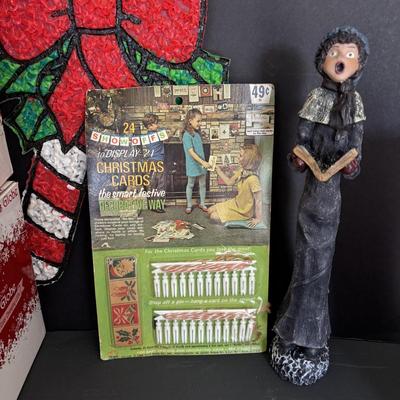 LOT 83: Vintage Ornaments, Plastic "Popcorn" Candy Cane, Hand Blown LED Globes & oMore