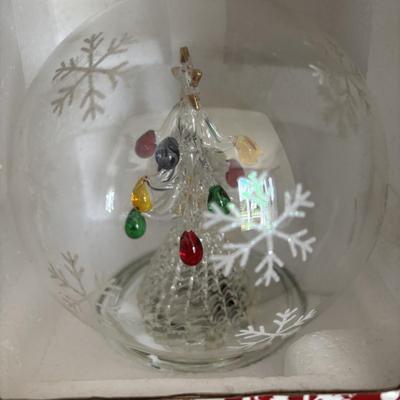 LOT 83: Vintage Ornaments, Plastic "Popcorn" Candy Cane, Hand Blown LED Globes & oMore