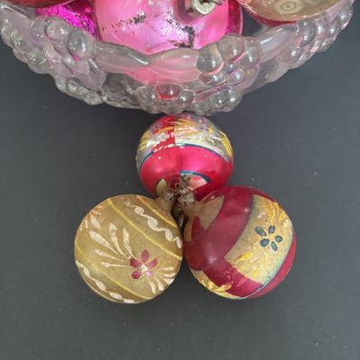 LOT 83: Vintage Ornaments, Plastic "Popcorn" Candy Cane, Hand Blown LED Globes & oMore