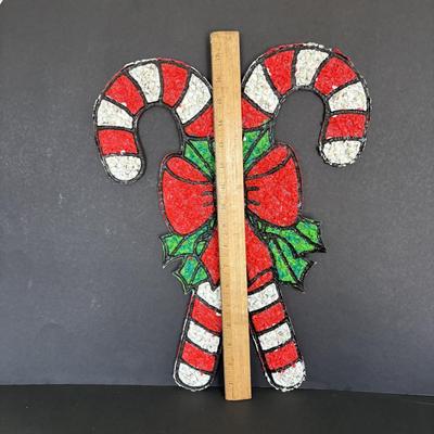 LOT 83: Vintage Ornaments, Plastic "Popcorn" Candy Cane, Hand Blown LED Globes & oMore