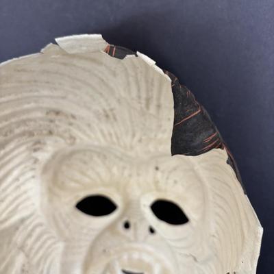 LOT 86: Vintage Halloween Pumpkin Candy Bucket, Relpo Planter & Gorilla Mask along with a 10" Fiber Optic Pumpkin ?