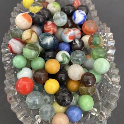 LOT 92: Vintage Marbles, Auto Bingo, Derby Board Game Pieces including Metal Horses, Playing Cards, Money, Place Tickets along with...