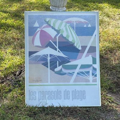 LOT 94: Harry Wysocki Art Print: "The Beach Umbrellas"