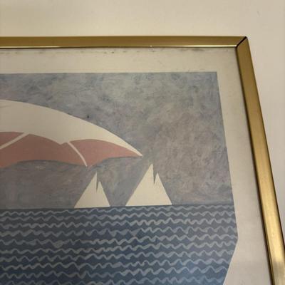 LOT 94: Harry Wysocki Art Print: "The Beach Umbrellas"