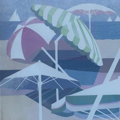 LOT 94: Harry Wysocki Art Print: "The Beach Umbrellas"