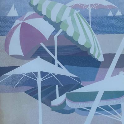LOT 94: Harry Wysocki Art Print: "The Beach Umbrellas"