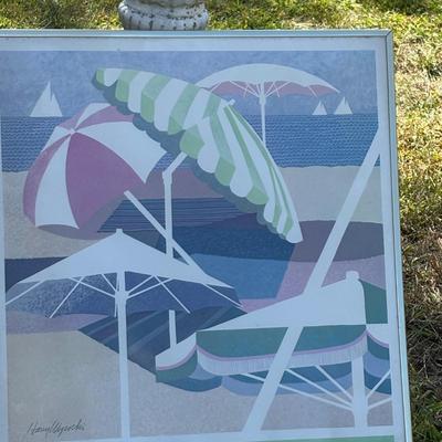 LOT 94: Harry Wysocki Art Print: "The Beach Umbrellas"