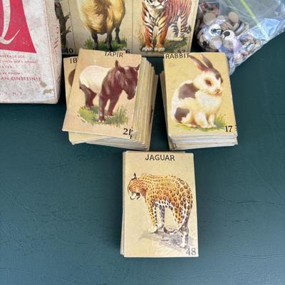 LOT 95: Vintage Toys: Chromatic Magnus Accordion, Animals Cards, Disneyland Tabletop Pinball Game