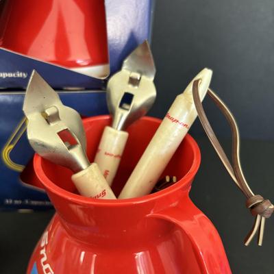 LOT 99: Snap On Grap Bag: The Captains No Spill Mugs, Bottle Opener & More