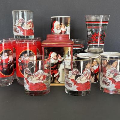 LOT 104: Vintage Coca-Cola Holiday Glass, Mug & Jar Collection