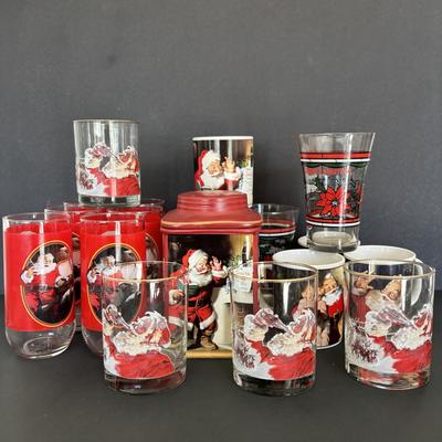 LOT 104: Vintage Coca-Cola Holiday Glass, Mug & Jar Collection
