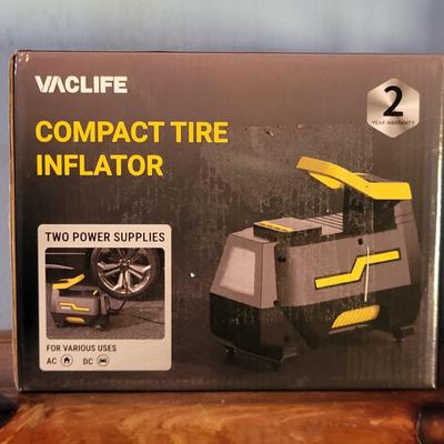 LOT 116: Two-Shelf Red Metal Tool Cart, Portable Tire Inflator, Jump Start Battery and Car Diagnostic Scan Tool