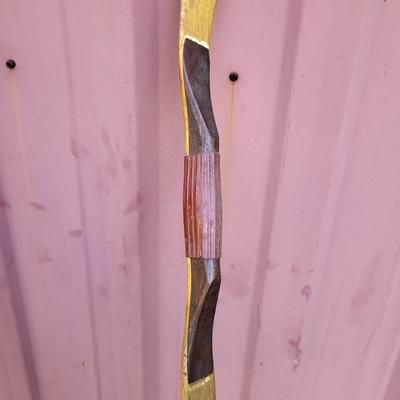LOT 122: Pair of Vintage Wooden Bow's Featuring a Recurve & Longbow