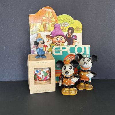 LOT 125: Early Disney/Pre-WWII Mickey & Minnie Tooth Brush Holders, 7-Dwarves Ornament, Minnie Mouse Ornament & More