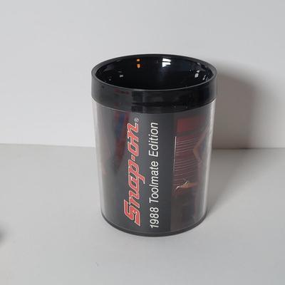 LOT 127: Vintage Snap-On Thermo-Serve 16oz Orange Mug, Tool Mate Coffee Mug, Second to None Neon Pink Hats, Bottle Opener, Matches &...