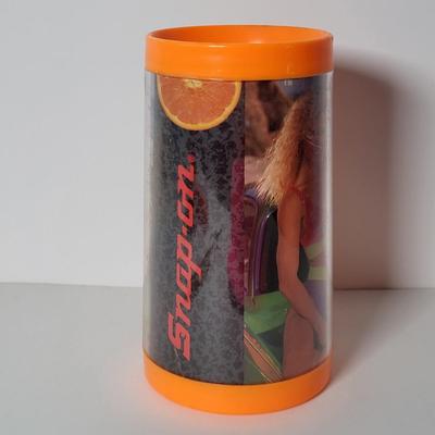 LOT 127: Vintage Snap-On Thermo-Serve 16oz Orange Mug, Tool Mate Coffee Mug, Second to None Neon Pink Hats, Bottle Opener, Matches &...