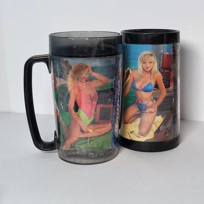 LOT 134: Vintage Snap-On Pin-up Girls 16oz Cups (3) & "Driving Proud Truck 16oz Cup & More