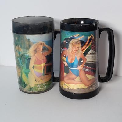 LOT 134: Vintage Snap-On Pin-up Girls 16oz Cups (3) & "Driving Proud Truck 16oz Cup & More