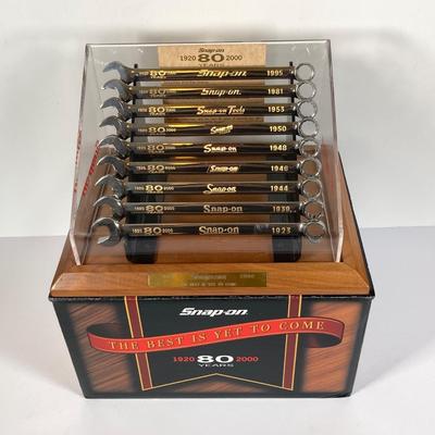 LOT 142: Snap-on 80th Commemorative Anniversary "The Best is Yet to Come" 24K Gold Filled Inlay Wrench Set in Original Bpx