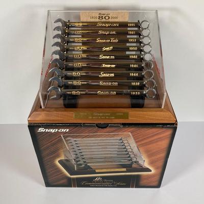 LOT 142: Snap-on 80th Commemorative Anniversary "The Best is Yet to Come" 24K Gold Filled Inlay Wrench Set in Original Bpx