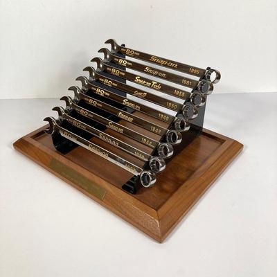 LOT 142: Snap-on 80th Commemorative Anniversary "The Best is Yet to Come" 24K Gold Filled Inlay Wrench Set in Original Bpx