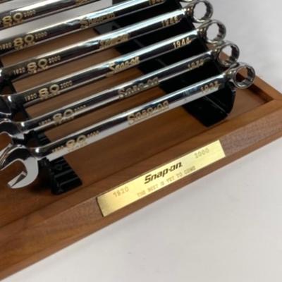 LOT 142: Snap-on 80th Commemorative Anniversary "The Best is Yet to Come" 24K Gold Filled Inlay Wrench Set in Original Bpx