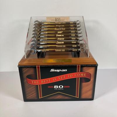 LOT 142: Snap-on 80th Commemorative Anniversary "The Best is Yet to Come" 24K Gold Filled Inlay Wrench Set in Original Bpx