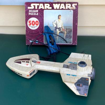 LOT 152: Vintage Toys - Star Bird, SSP (Super Sonic Power) Car with Ripcord and T-Handle Power and Star Wars Jigsaw Puzzle