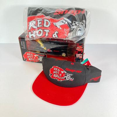 LOT 155: Red, Hot & Rollin Snap-on Diecast Car, T-Shirt Adult Size XL and Cap (New Old Stock / Tags)