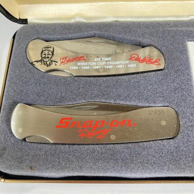 LOT 156: Vintage Snap-on Racing Collection - Decal / Sticker, Racing Hat, Dale Earnhardt Collectible Knives and Mug